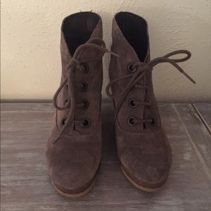 Cordani brown suede short wedge bootie